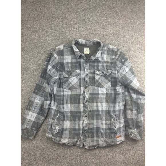 Voyager Shirt Jacket Mens XL Gray Plaid Lined Flannel Shacket Pockets Casual - Picture 1 of 8